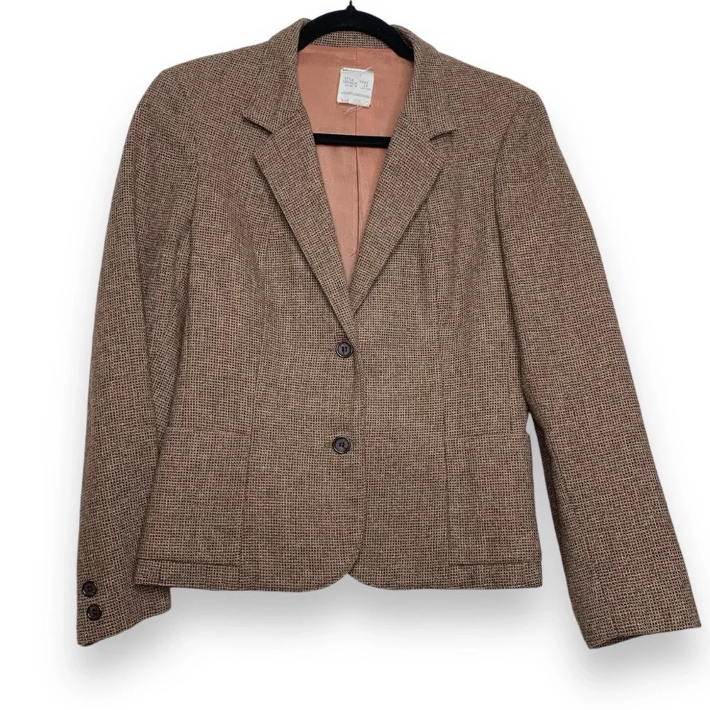 Vintage 60s 70s Red Brown Textured Lightweight 2 Button Front Blazer Size 10 - Picture 2 of 12